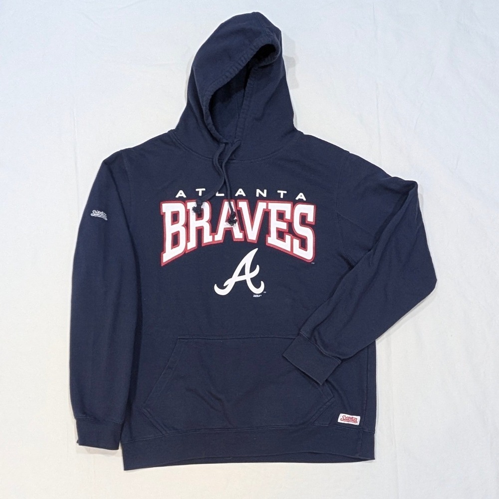 Stitches Atlanta Braves MLB Hoodie Navy Blue Mens Large 96142